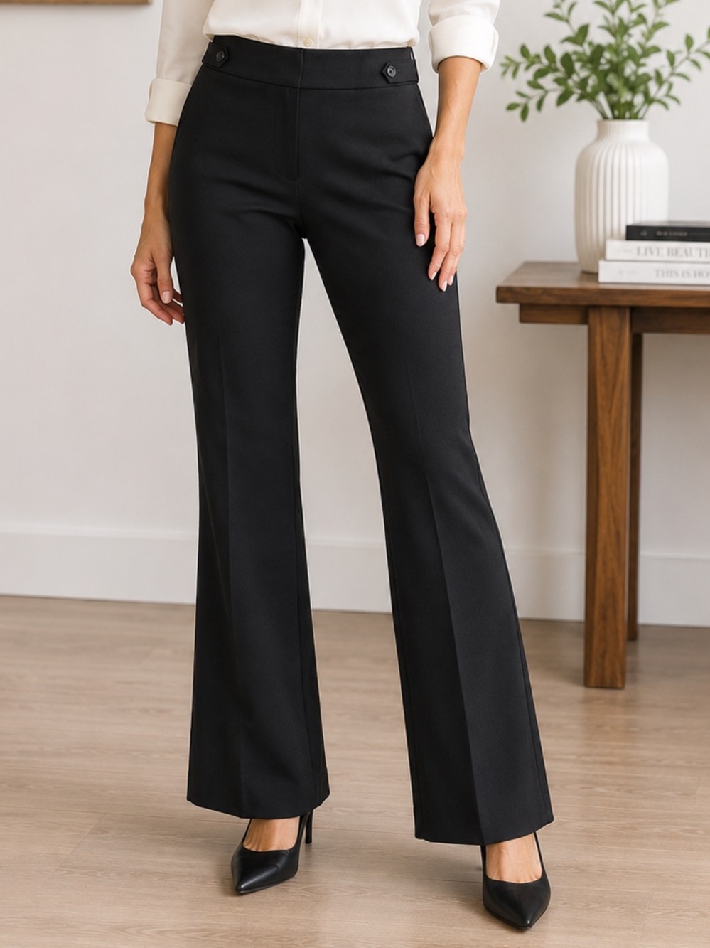 Ann Taylor LOFT Dress Pants 12P Black Bootcut Career Corporate Office Classic